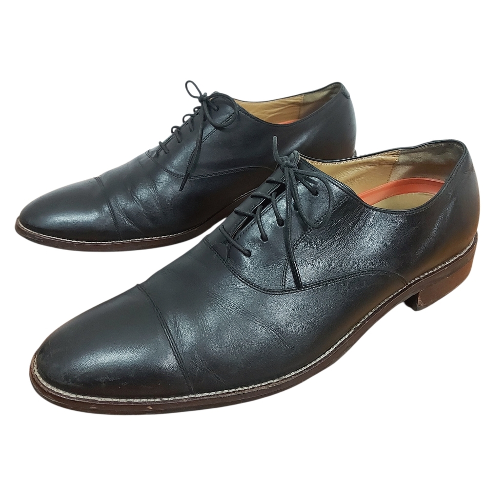 Cole Haan Men  Black Leather Cap Toe Lenoxford Hill Lace Dress Shoes Size 11.5 M